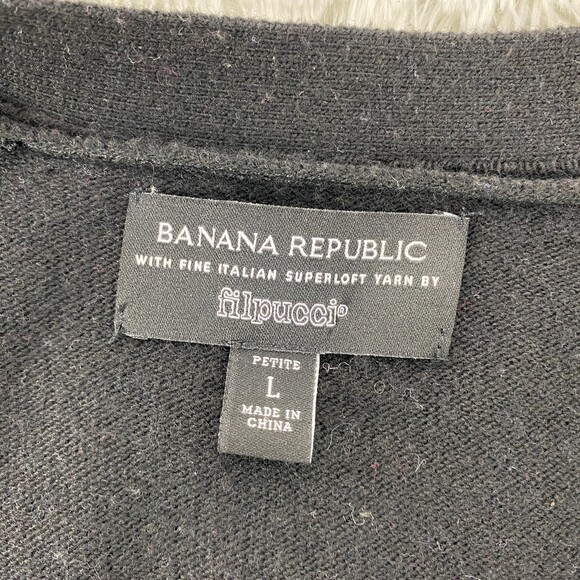 Banana Republic Filpucci Black Fine Italian Yarn Womens Cardgian PL - Picture 3 of 7